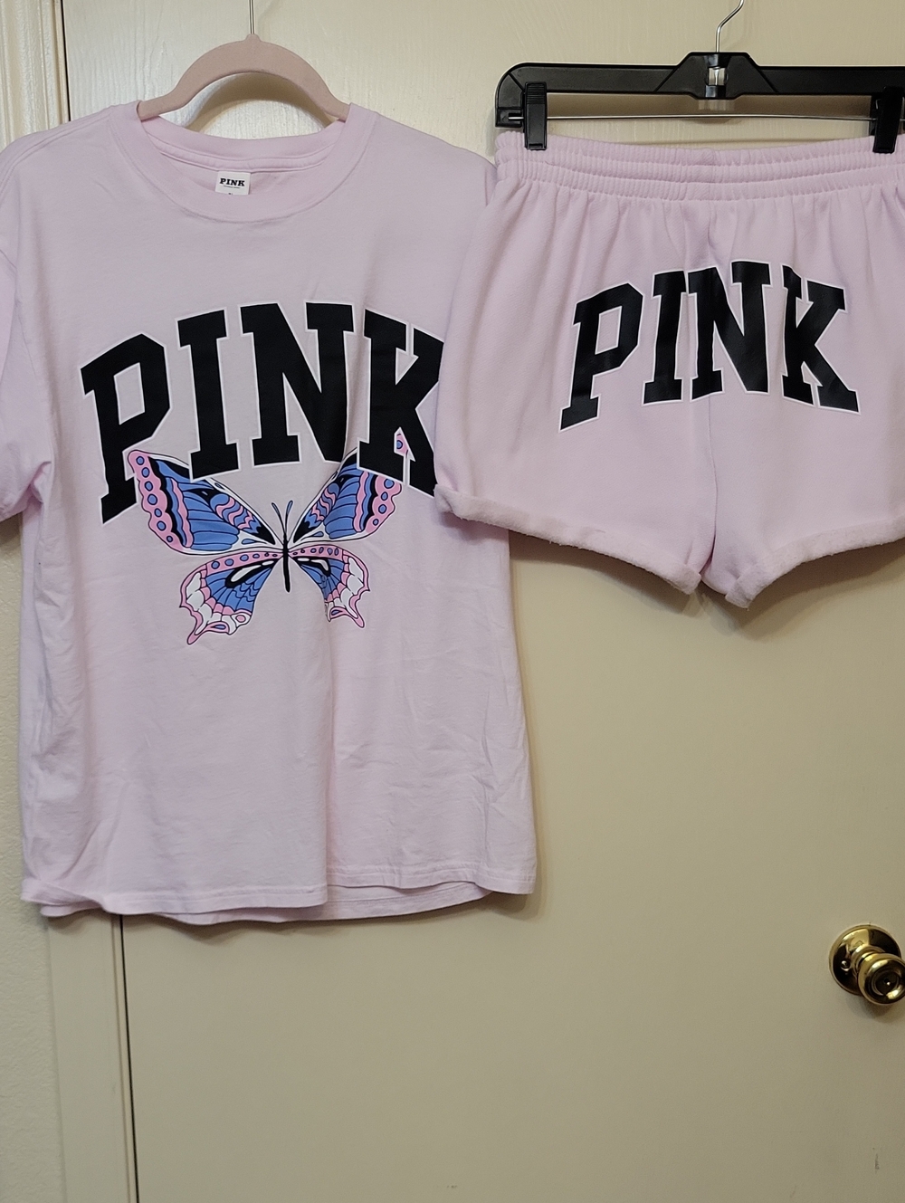 PINK Victoria's Secret Light Pink Butterfly Logo Set